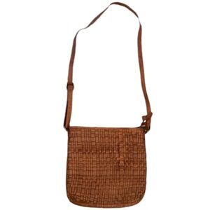 Valencia Brown Leather Woven Women’s Crossbody Shoulder Bag Adjustable
